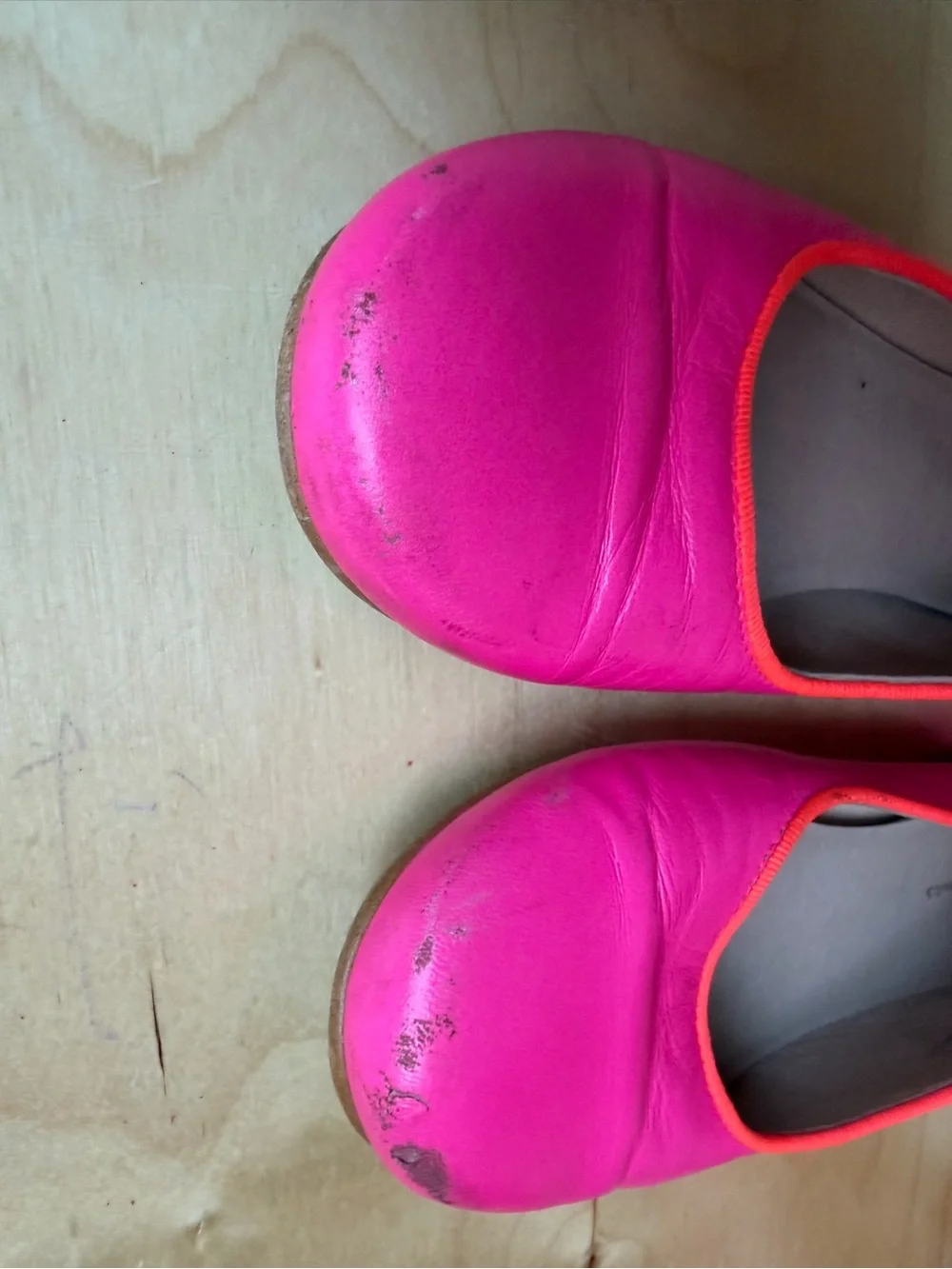 Jacadi Hot Pink Mary Jane Flats with Orange Trim